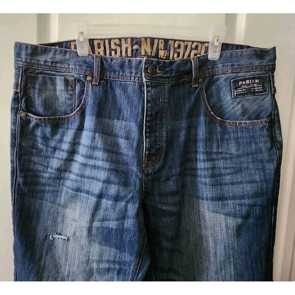 Parish Mens Blue Straight Leg Denim Jeans‎ Size 42x32 - Picture 4 of 12